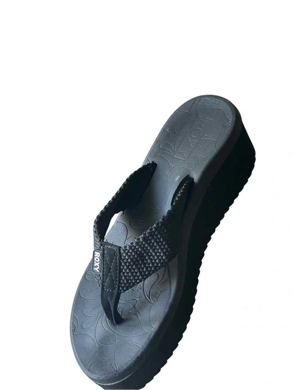Roxy KALLI II Thick Platform Wedge Sandals Black Slip On Size 11